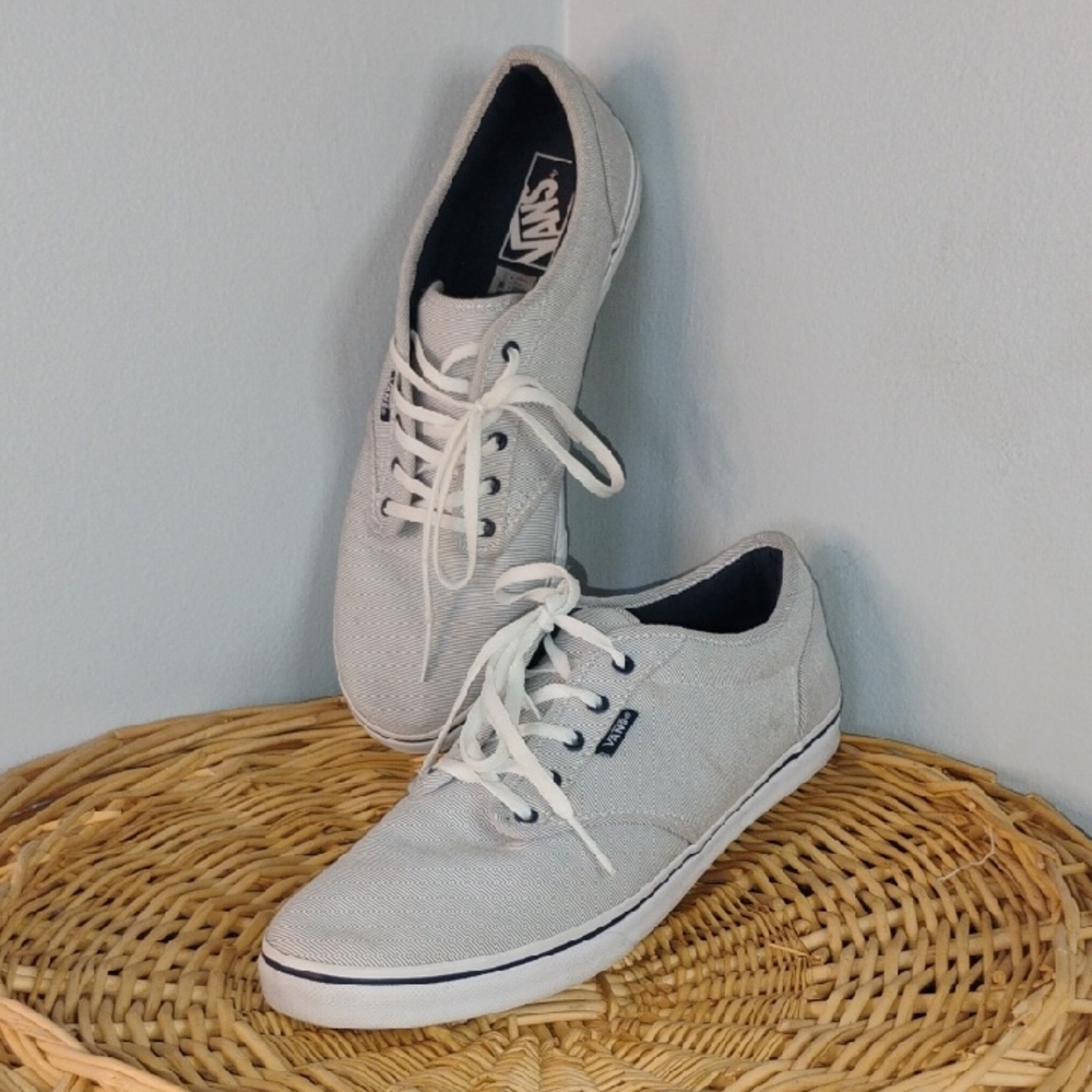 Vans Light Gray Canvas Shoes Women's Size 11 Lace Up Sneakers Casual Everyday - Picture 6 of 12